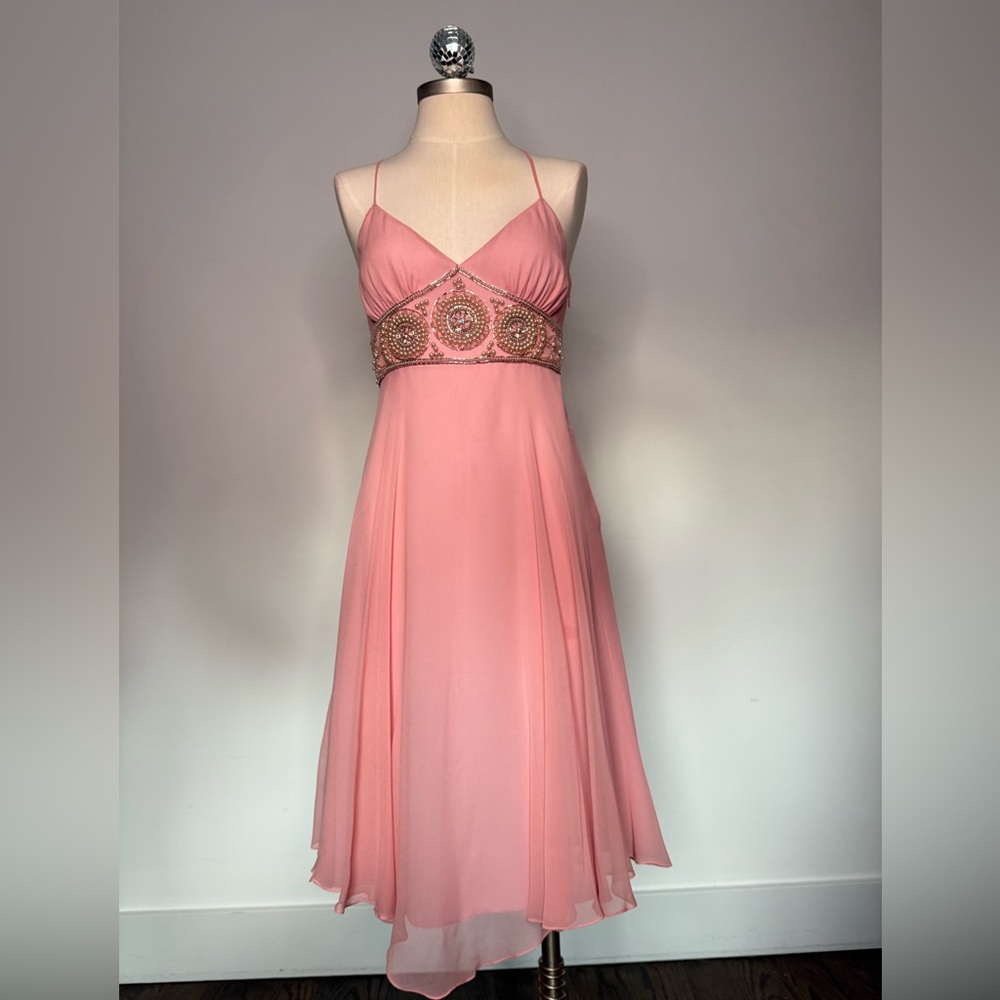 Vintage 2000 Betsey Johnson Pink Embellished Midi Sundress Size 4